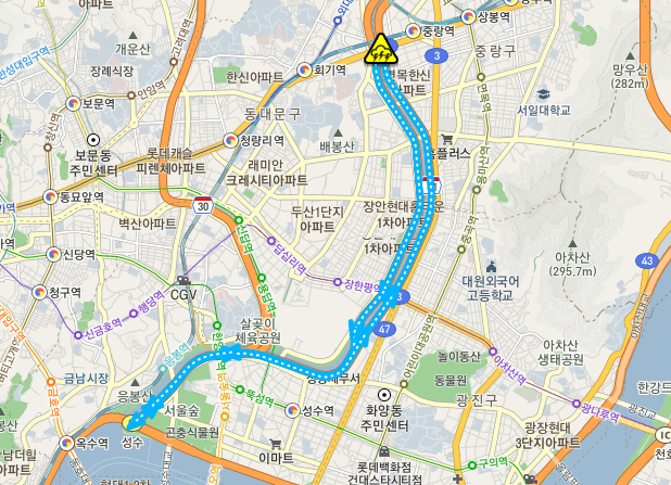 서울 교통통제구간 도로통제 (간단)