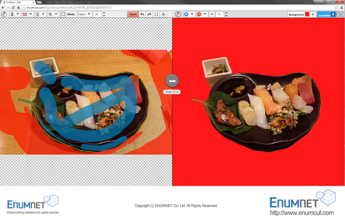 ENUMCUT.COM (이넘컷) - 모듬초밥 사진 누끼 쉽게 따기(복잡한 배경사진 쉬운 배경제거 누끼 작업)