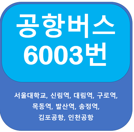 [공항버스]6003번버스 시간표(서울대, 구로역, 김포공항,인천공항)