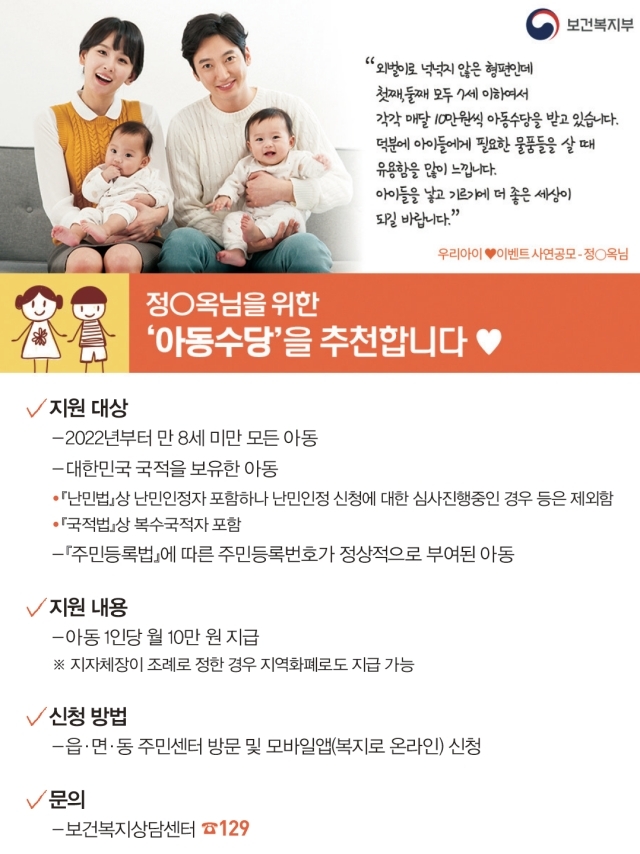 Korea's 2022 maternity/rearing/rearing leave support policy
