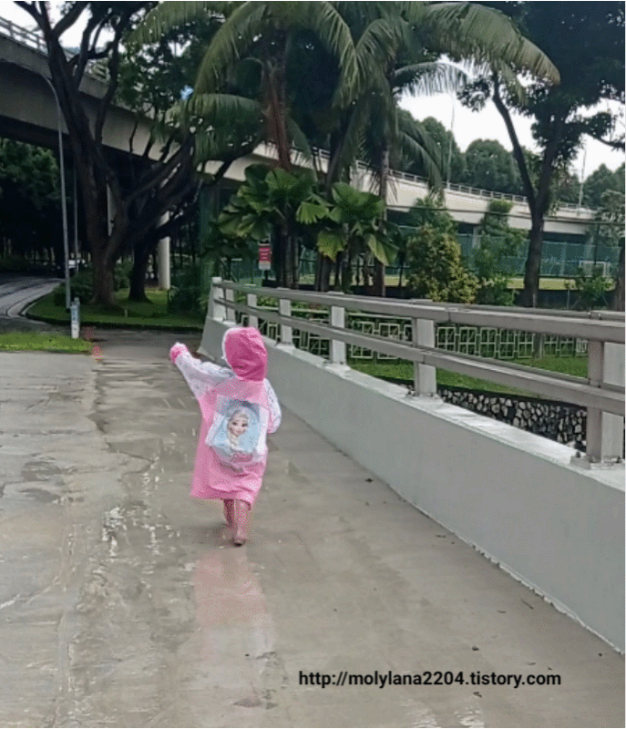 비 오는 주말 오전, 우산 쓰고 산책하니 기분 좋네요.