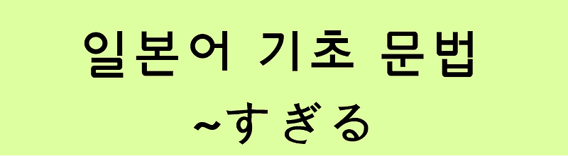 일본어 기초 문법: ~すぎる