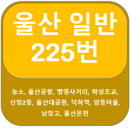 울산 225번 버스 노선 안내(울산공항,북구청, 덕하역)