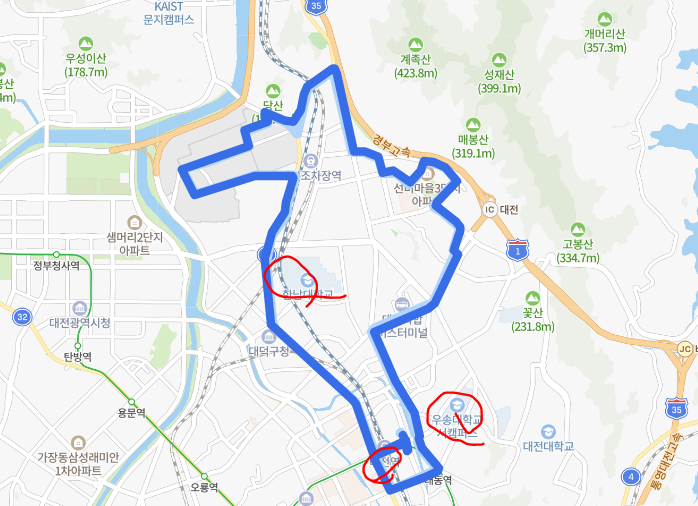 [대전] 616번버스 노선, 시간표 : 대전역, 대전복합터미널, 대덕소방서, 대전병원, 대덕구청
