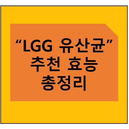 엘지지(LGG)유산균 추천 효능 총정리