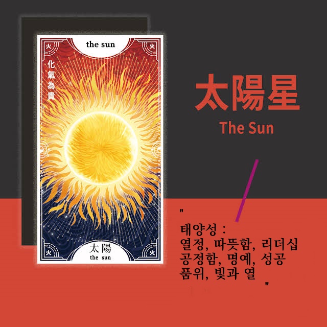 [자미두수] 태양성의 특징 쉽게 알아보기 (자미두수 타로카드 이미지)