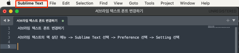 Sublime Text 서브라임 텍스트 폰트 변경 (macOS)