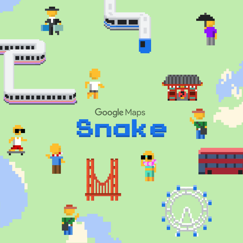[구글게임] Google maps 스네이크 게임, 구글 미니 게임, 뱀 게임