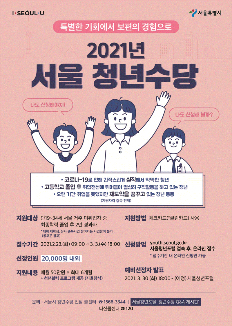 서울 청년수당 신청하고 매월 50만원 받자!