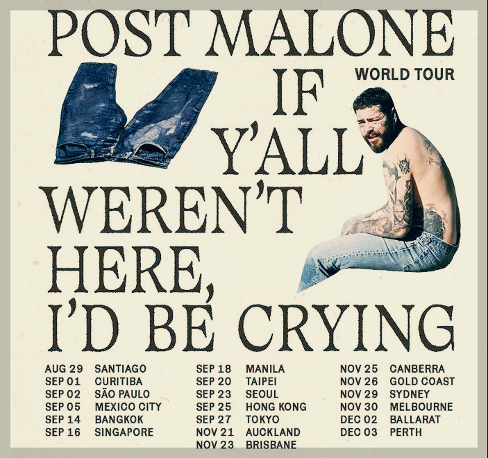 포스트말론 내한 공연, 'If Y'all Weren't Here, I'd Be Crying Tour'