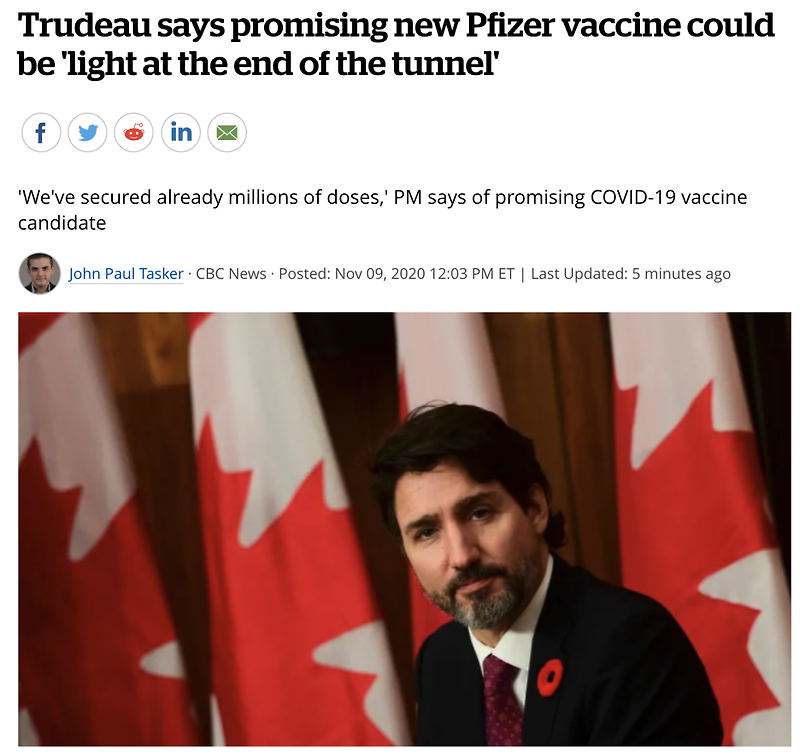 캐나다는 백신을 맞을 준비가 되었습니다. (feat. 화이자 코로나 백신 90% 효과)