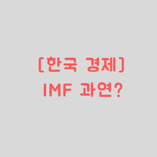 위기속의 한국경제, IMF는 아직!