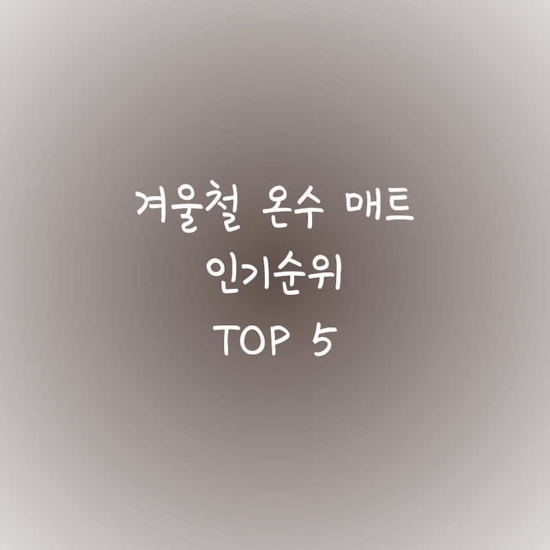 겨울철 온수매트 추천 인기 순위 TOP 5