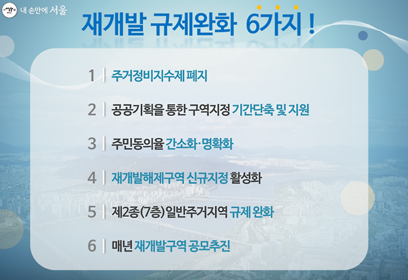 [오세훈 재개발]서울시 재개발 활성화를 위한 6대 규제완화 방안 1탄) 주거정비지수제