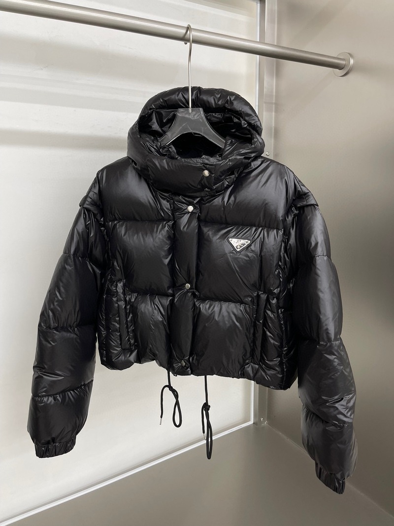 프라다 여성 리나일론 숏 컨버터블 구스 다운 패딩 후드 자켓 재킷 291973 11A9 S 212 F0002 구매 가이드 리밋플 review