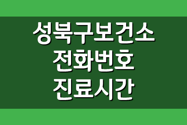성북구보건소 전화번호 및 진료시간