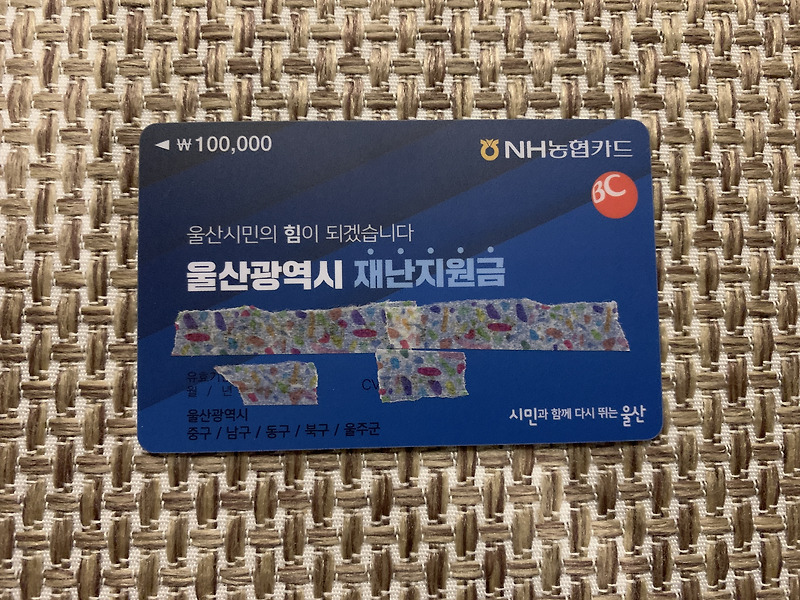 울산 재난지원금 카드 수령 후기 (+사용처/기간/잔액확인)