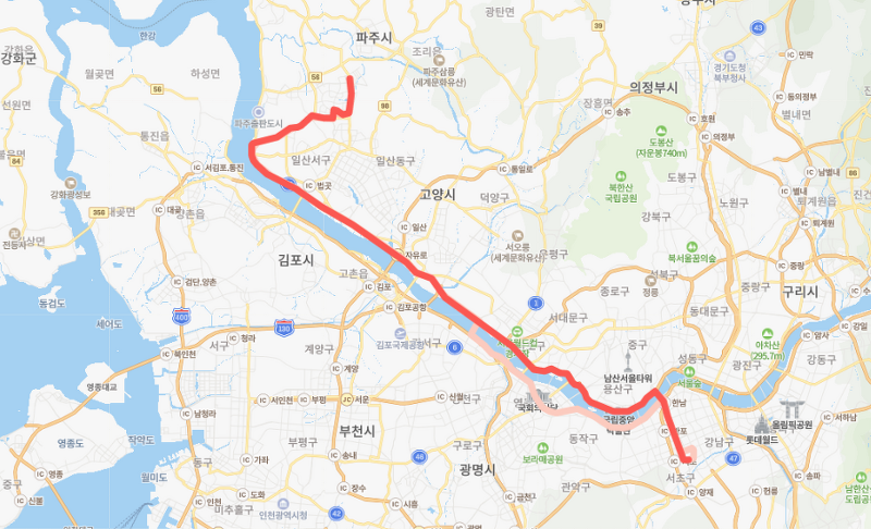 [파주,급행] G7426시간표, 버스 노선 : 운정신도시, 야당역, 강남역, 논현역, 양재역