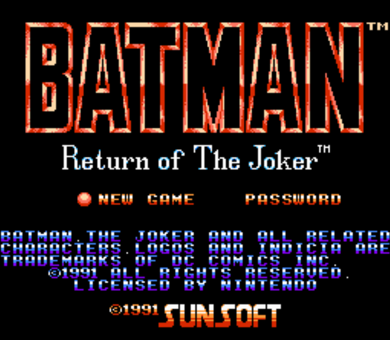 NES ROMS - Batman Return of the Joker (EUROPE / 유럽판 롬파일 다운로드)
