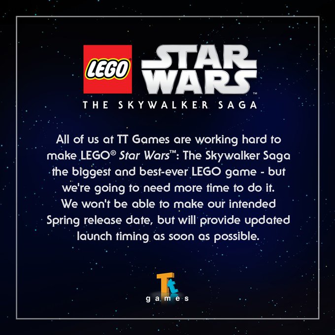 LEGO Star Wars : The Skywalker Saga가 출시 연기되었습니다