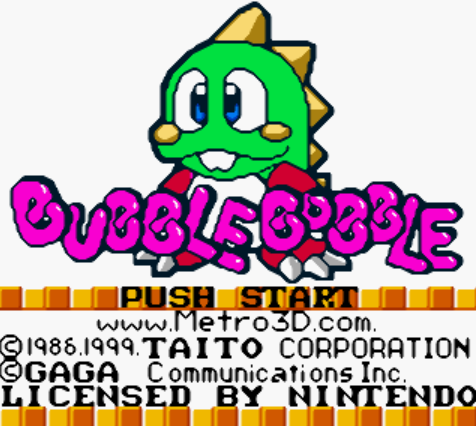 (GBC / USA) Bubble Bobble - 게임보이 컬러 북미판 게임 롬파일 다운로드