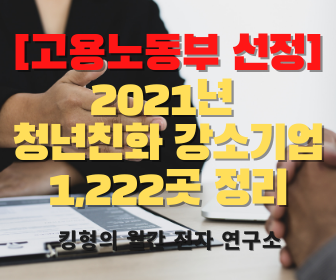 [고용노동부 선정!] 2021년 청년친화 강소기업 1,222곳 정리! (Feat. 파일공유_취업중요자료!)