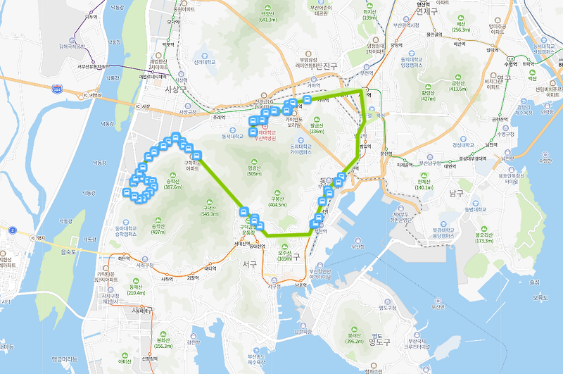 [시내]부산 67번 버스 노선 정보 : 동서대, 백병원, 서면역, 부산진역, 부산역, 동아대병원