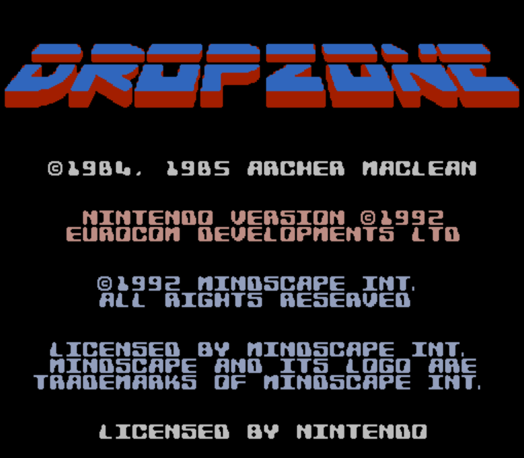 NES ROMS - Dropzone (EUROPE / 유럽판 롬파일 다운로드)
