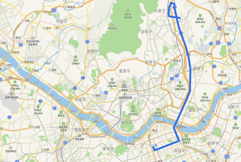 서울 146번버스 노선 정보 시간표(노원구,마들역, 면목동, 청담역, 삼성역, 역삼역, 강남역)