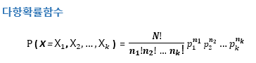 이산확률분포의 다항확률함수,  초기하분포의 확률변수