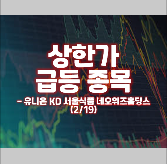 상한가 급등 종목 분석 - 유니온 KD 서울식품 네오위즈홀딩스