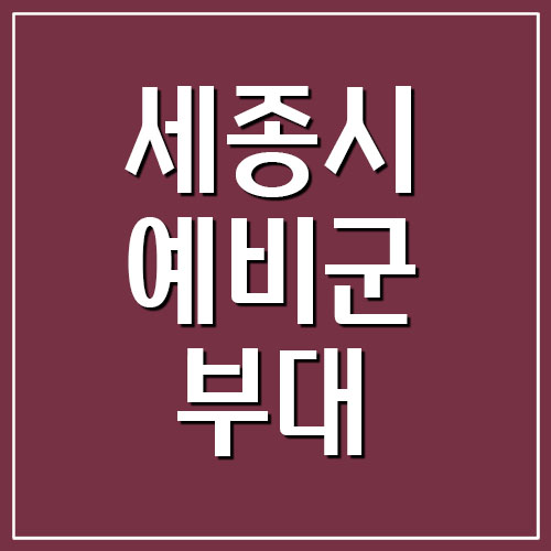 세종시 예비군 부대 전화번호 및 주소 안내