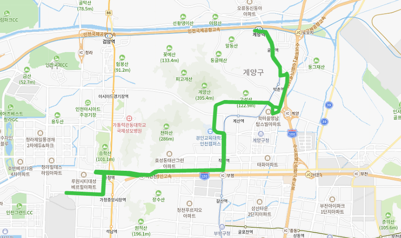 인천584번버스 노선 정보 :: 원창동, 가정역, 작전역, 경인교대입구역, 계양역