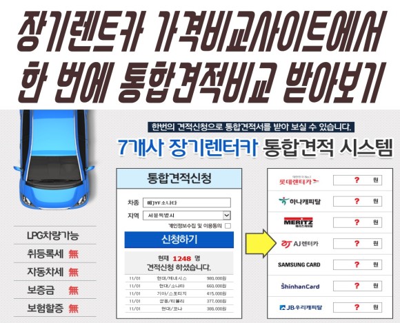 개인사업자자동차리스 개인사업자리스 비용 한번에 장기렌트가격비교해보기