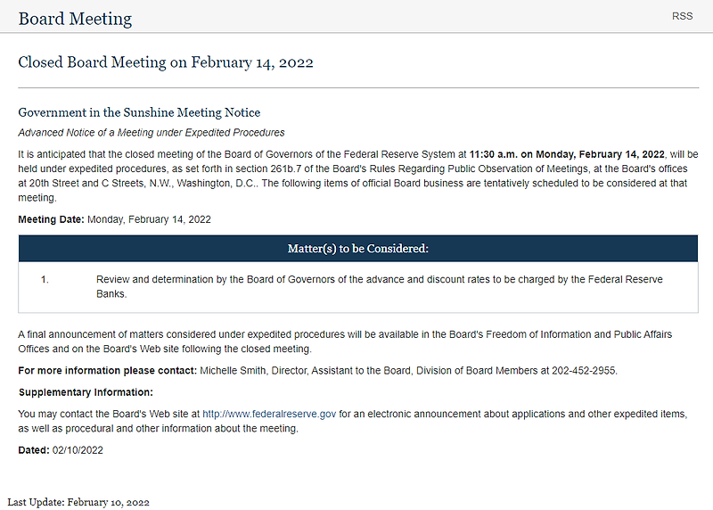 연준 FOMC 긴급 회의 소집 관련 공지사항 [미국 시간 기준 11시 30분]