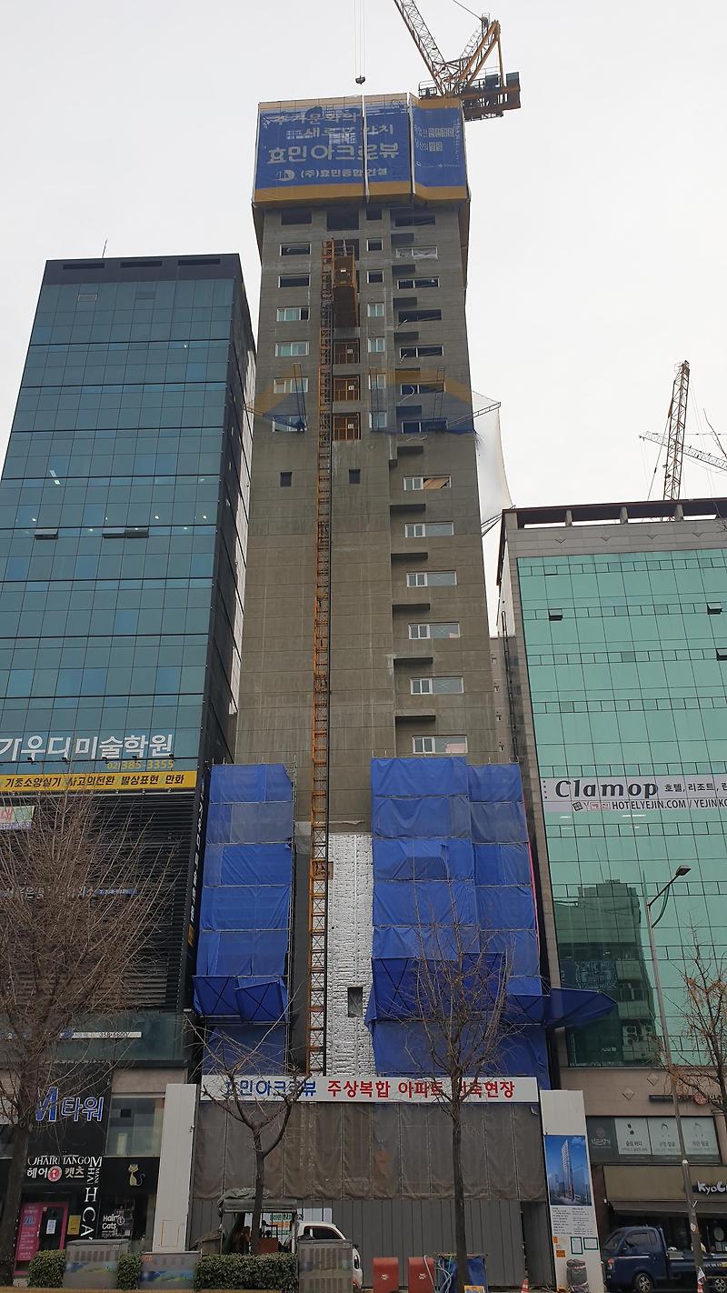 은평구 연신내역 건물 공사 현장 사진 170 효민아크로뷰 주상복합 아파트 신축현장 (korean construction)
