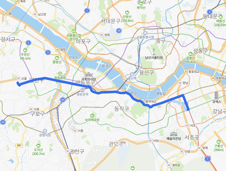 [서울] 640번버스 노선, 시간표 : 신정역, 목동, 영등포, 노량진역, 강남역