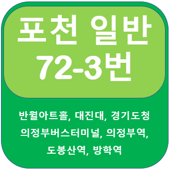 포천72-3번버스 시간표, 노선 대진대,경기도청,의정부,방학역