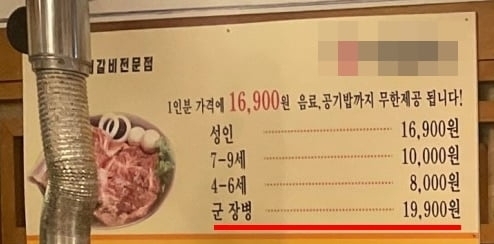 “군장병들은 3000원 추가” 경기도 여주 무한리필 고깃집 누리꾼 별점 테러