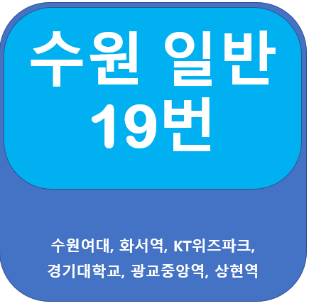 수원 19번 버스 노선 정보, 수원여대, 경기대, 화서역, 광교중앙역