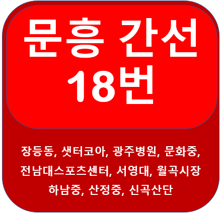 문흥 18번 버스 노선정보(광주병원, 전남대스포트센터, 서영대)