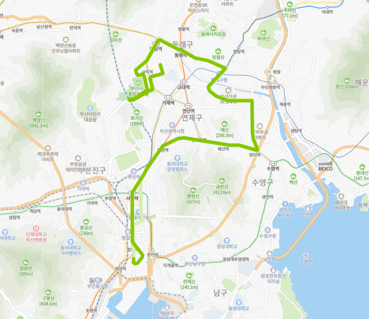 부산 57번버스 노선, 시간표 정보 :: 사직동, 야구장, 동래역, 부전시장, 부산진시장