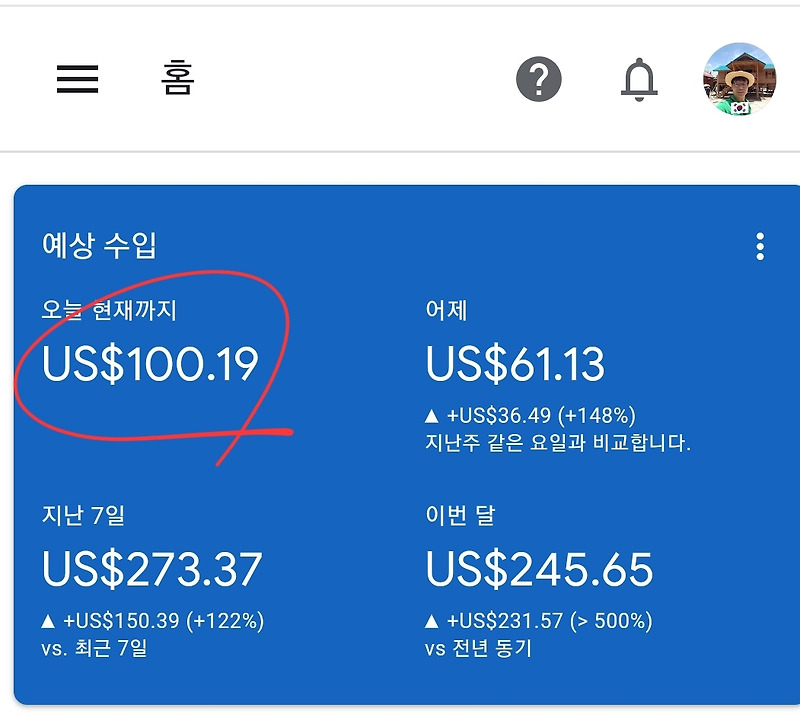 애드센스[티스토리] 수익 드디어 하루에 100달러를 넘겼습니다.