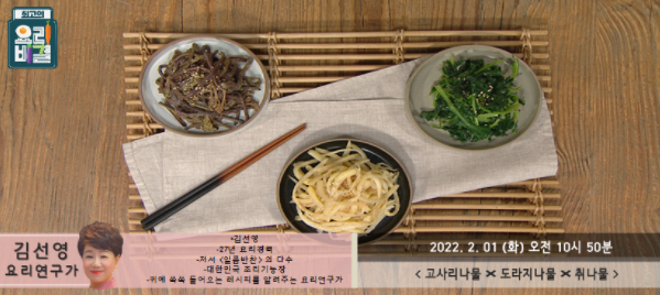 최고의요리비결 고사리나물 도라지나물 취나물 김선영 레시피 김치만두 떡만둣국 만드는법 0201