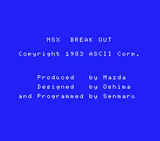 Break Out - MSX (재믹스) 게임 롬파일 다운로드