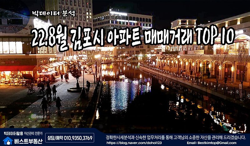 22.8월 김포시(한강신도시) 아파트 매매거래량 TOP10 분석 !!!