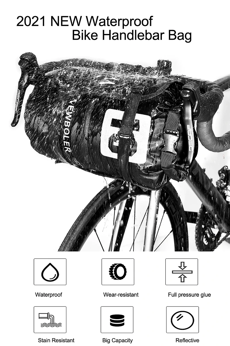 NEWBOLER-자전거 가방, 방수 자전거 포장 핸들 바 가방 프론트 튜브 사이클링 가방, 20L MTB 프레임 트렁크 로드 자전거 액세서리