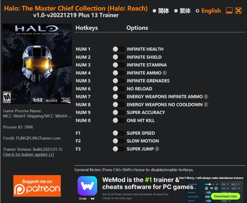 [트레이너] 한글판 헤일로 리치 v1.0-v20221219 최신 트레이너 Halo The Master Chief Collection (Halo Reach) v1.0-v20221219 Trainer