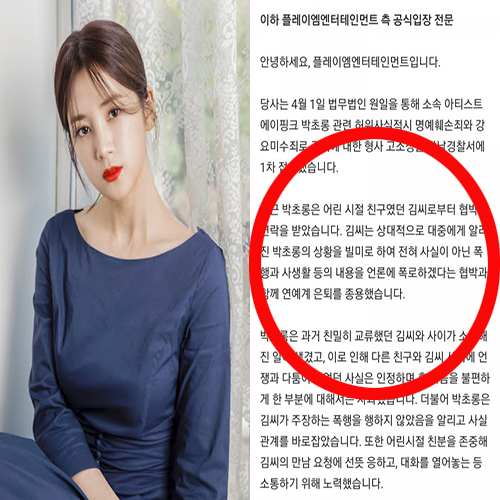 에이핑크 박초롱 허위사실 유포 친구 고소 사건
