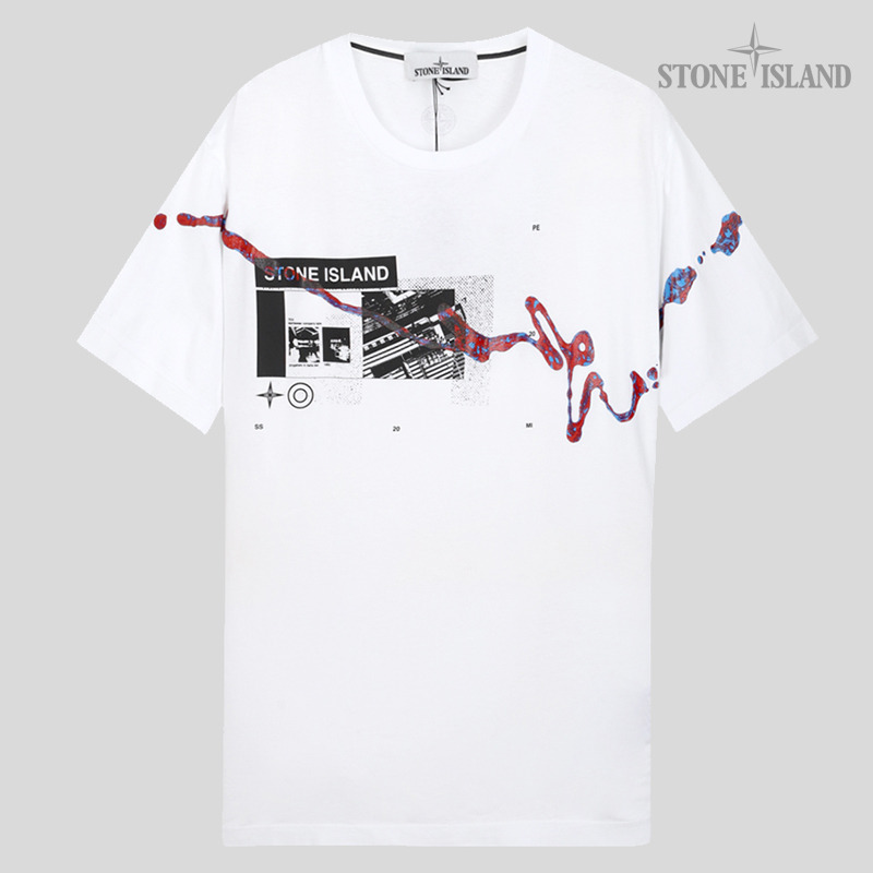 스톤아일랜드 20SS DRONE 가먼트 라운드 티셔츠 WHT